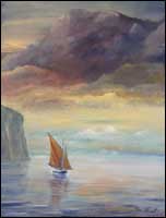 Sailing boat and coming storm
